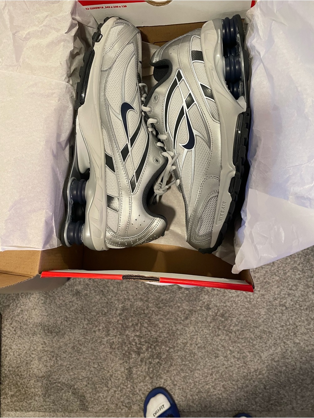Brand New with Box Nike Shox Ride 2 Men's Size 11.5 Silver/Navy Running Shoes 🔥